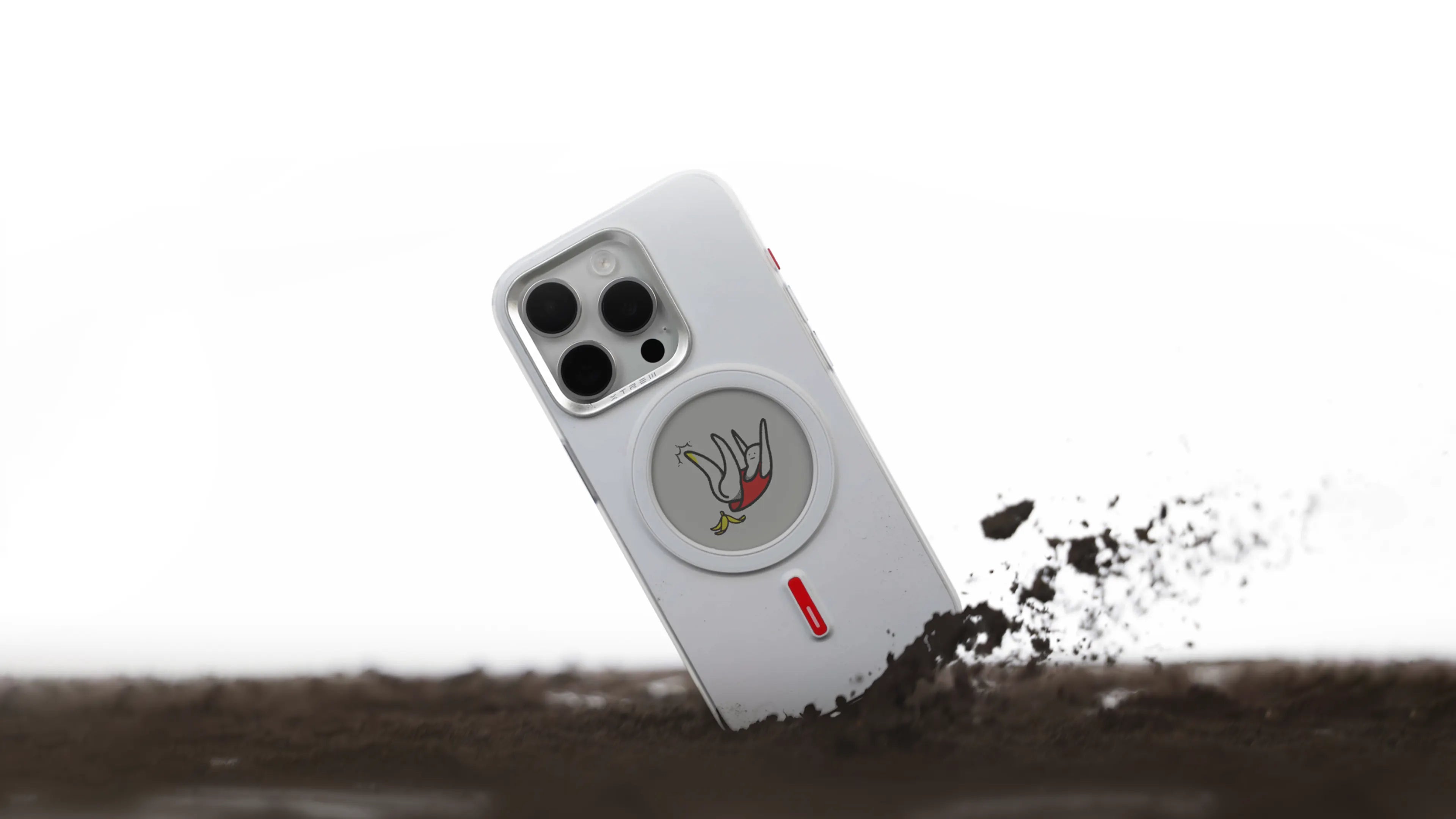 Phone case with a cartoon design on a white background